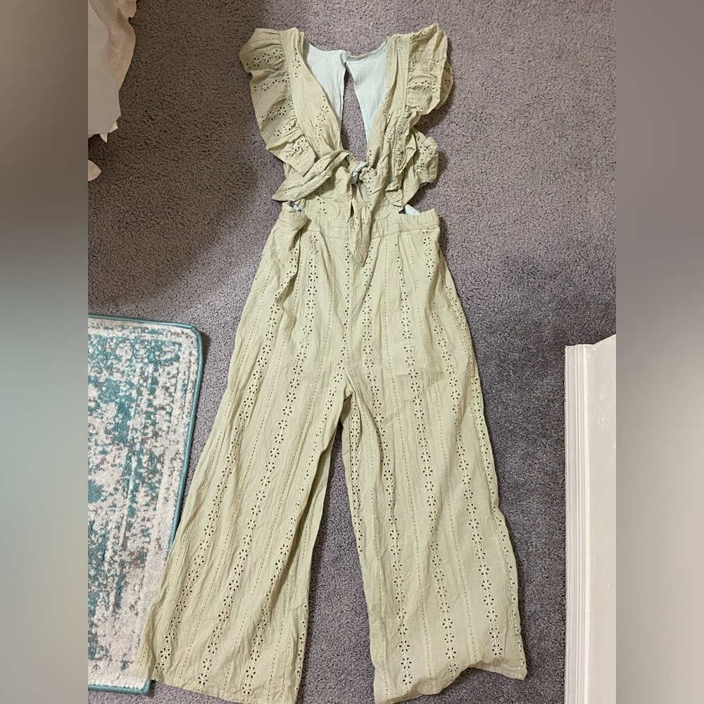 Green Eyelet jumpsuit (medium)